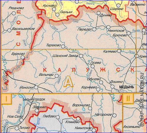 Administratives carte de Oblast de Moscou