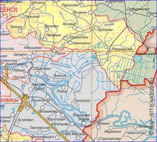 Administratives carte de Oblast de Moscou