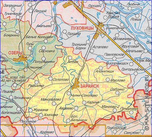 Administratives carte de Oblast de Moscou