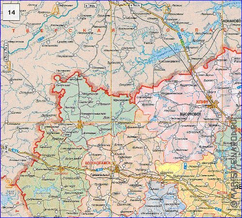 Administratives carte de Oblast de Moscou