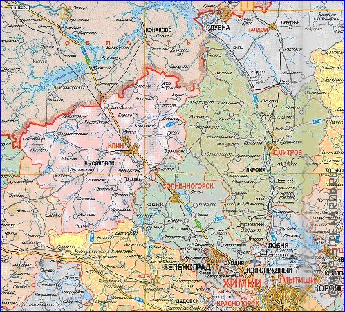 Administratives carte de Oblast de Moscou