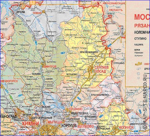 Administratives carte de Oblast de Moscou