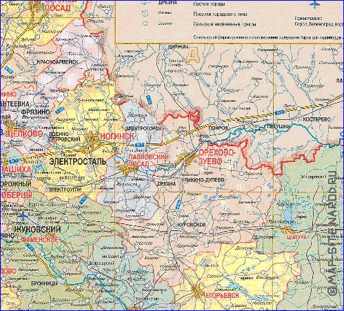 Administratives carte de Oblast de Moscou