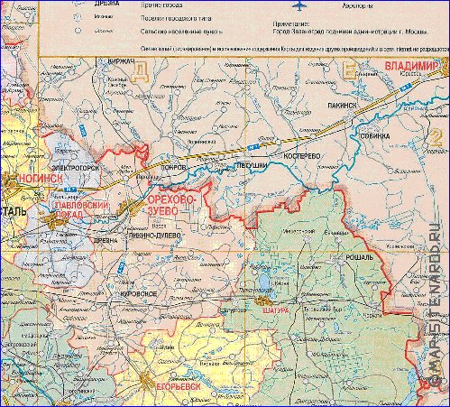 Administratives carte de Oblast de Moscou