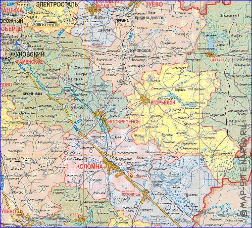 Administratives carte de Oblast de Moscou