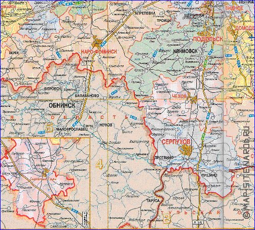 Administratives carte de Oblast de Moscou