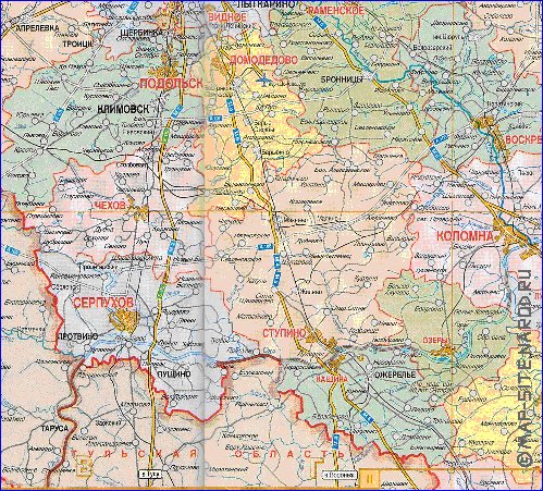 Administratives carte de Oblast de Moscou