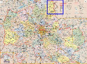 Administratives carte de Oblast de Moscou