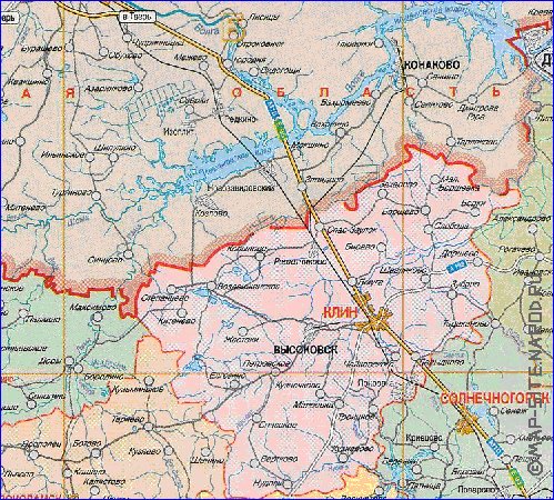 Administratives carte de Oblast de Moscou