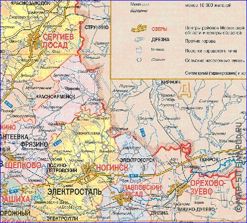 Administratives carte de Oblast de Moscou