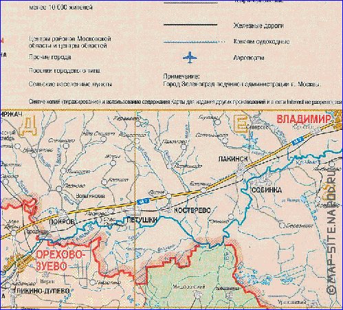 Administratives carte de Oblast de Moscou