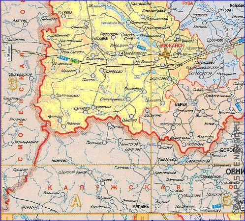 Administratives carte de Oblast de Moscou