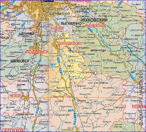 Administratives carte de Oblast de Moscou