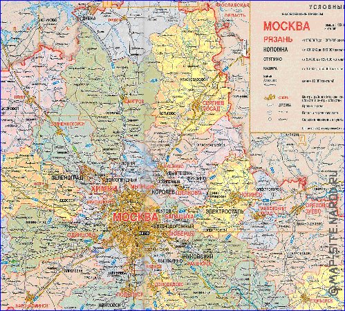 Administratives carte de Oblast de Moscou