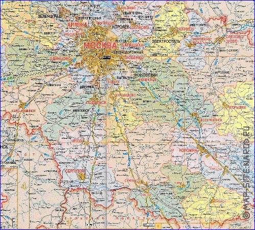 Administratives carte de Oblast de Moscou