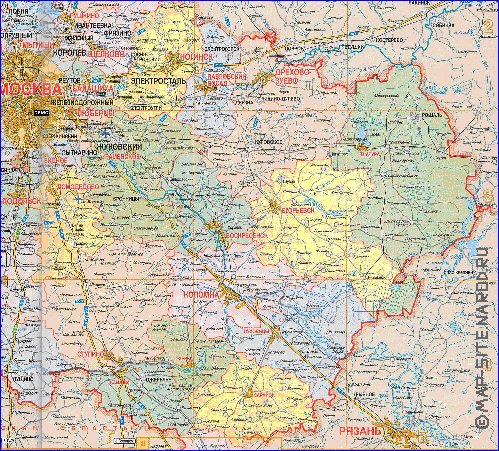 Administratives carte de Oblast de Moscou