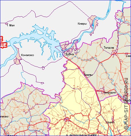 mapa de de estradas Oblast de Moscou