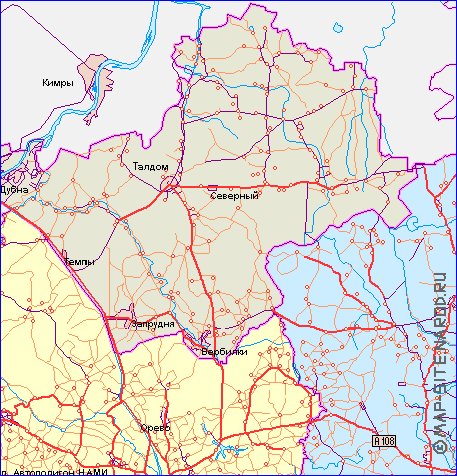 mapa de de estradas Oblast de Moscou