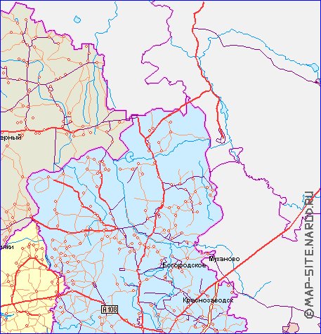 mapa de de estradas Oblast de Moscou