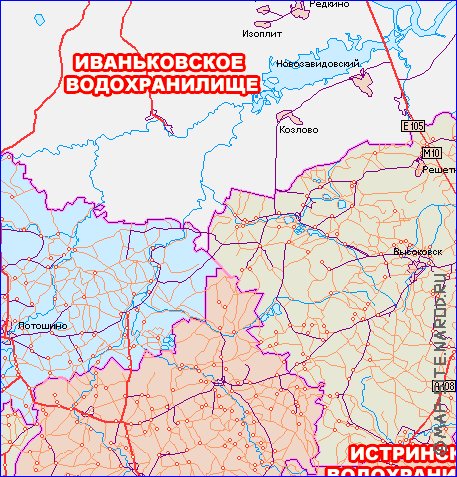 mapa de de estradas Oblast de Moscou