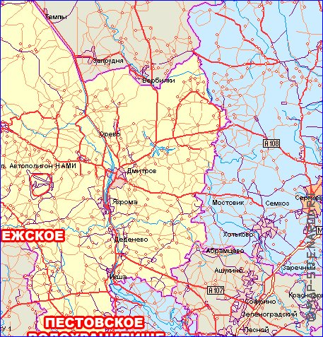 carte de des routes Oblast de Moscou