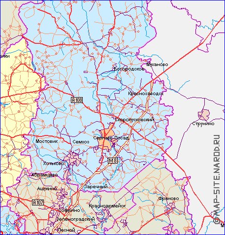 carte de des routes Oblast de Moscou