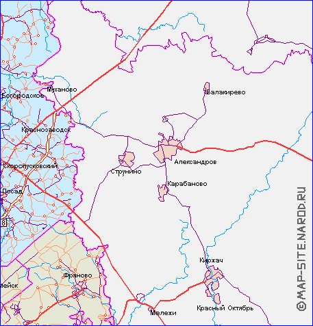 mapa de de estradas Oblast de Moscou