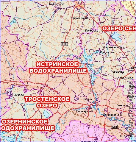 mapa de de estradas Oblast de Moscou