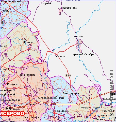 mapa de de estradas Oblast de Moscou