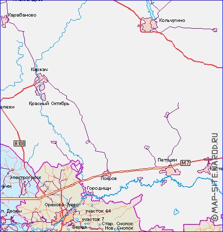 mapa de de estradas Oblast de Moscou