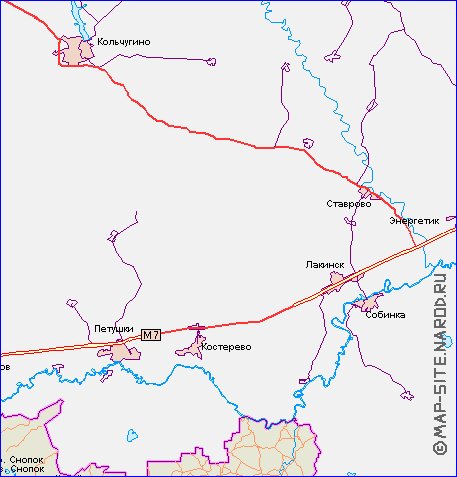 mapa de de estradas Oblast de Moscou