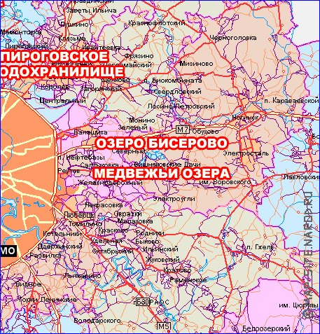 mapa de de estradas Oblast de Moscou