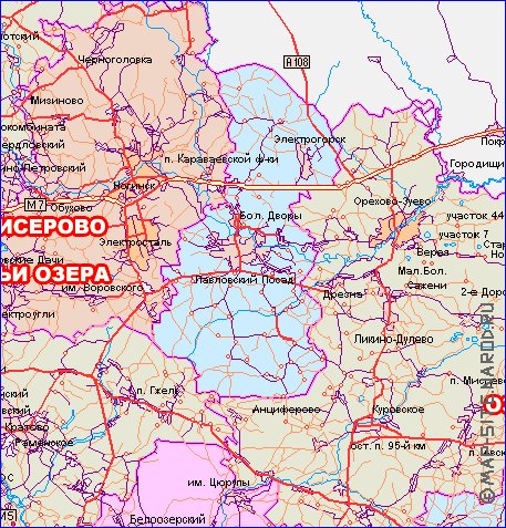 mapa de de estradas Oblast de Moscou