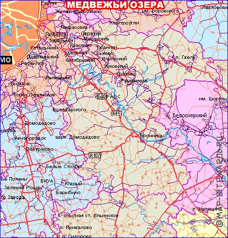 mapa de de estradas Oblast de Moscou