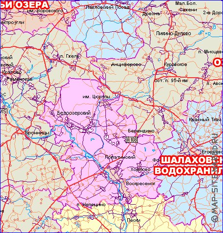 mapa de de estradas Oblast de Moscou