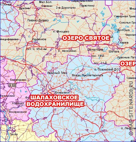 mapa de de estradas Oblast de Moscou