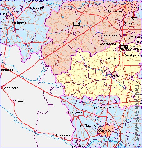 mapa de de estradas Oblast de Moscou