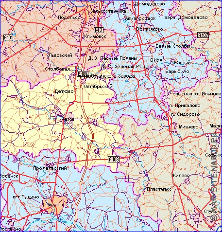 mapa de de estradas Oblast de Moscou