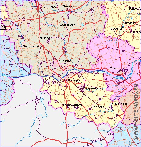 mapa de de estradas Oblast de Moscou