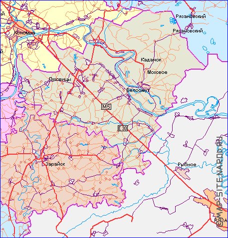 mapa de de estradas Oblast de Moscou