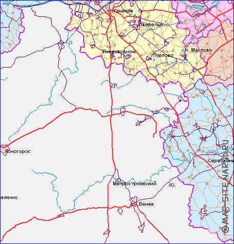 mapa de de estradas Oblast de Moscou