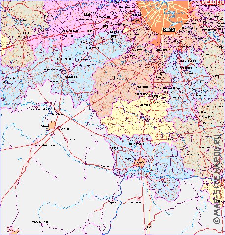 mapa de de estradas Oblast de Moscou