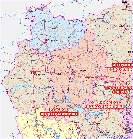 mapa de de estradas Oblast de Moscou