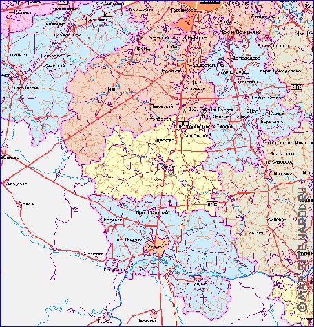 mapa de de estradas Oblast de Moscou