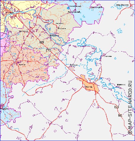 mapa de de estradas Oblast de Moscou