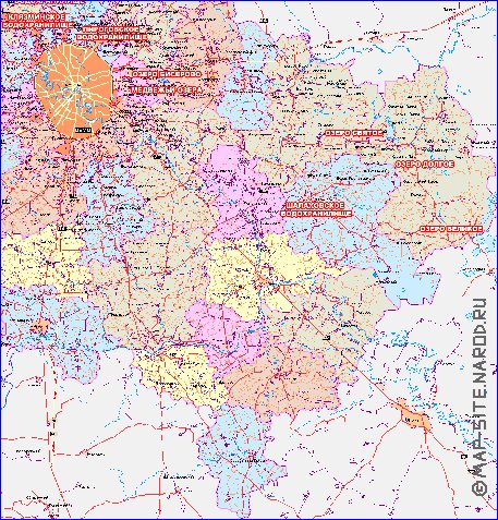 mapa de de estradas Oblast de Moscou