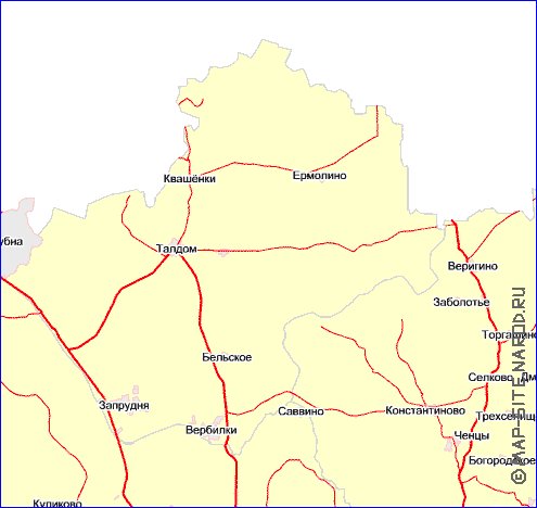 Transport carte de Oblast de Moscou