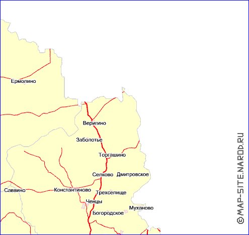 Transport carte de Oblast de Moscou