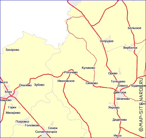 Transport carte de Oblast de Moscou