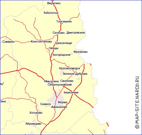 Transport carte de Oblast de Moscou